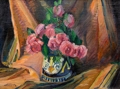 Untitled (Still Life with Pink Roses), Oil Painting