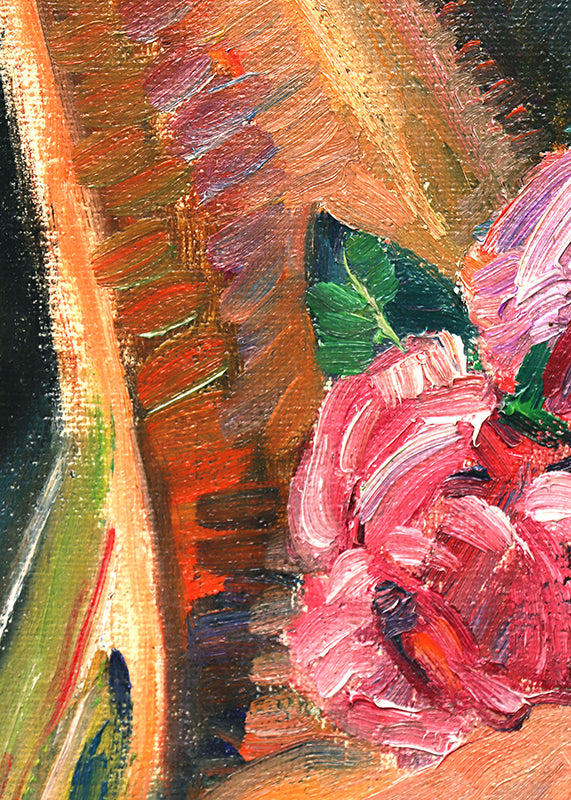 Untitled (Still Life with Pink Roses), Oil Painting