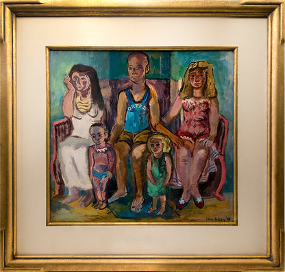 Ortez (Modernist Family Portrait), Gouache Painting, 1947