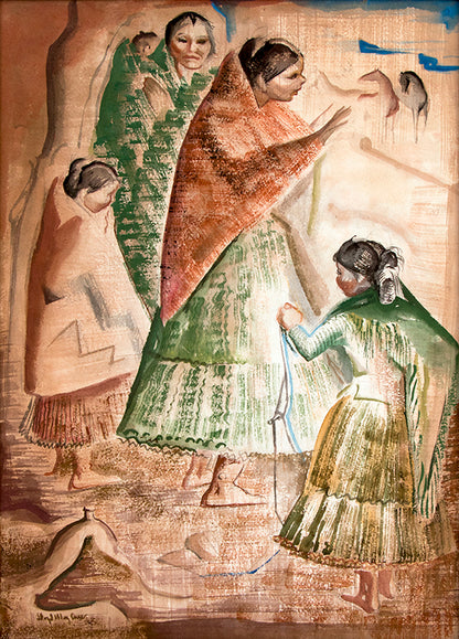 Untitled (Navajo Family), Watercolor Painting