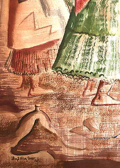 Untitled (Navajo Family), Watercolor Painting