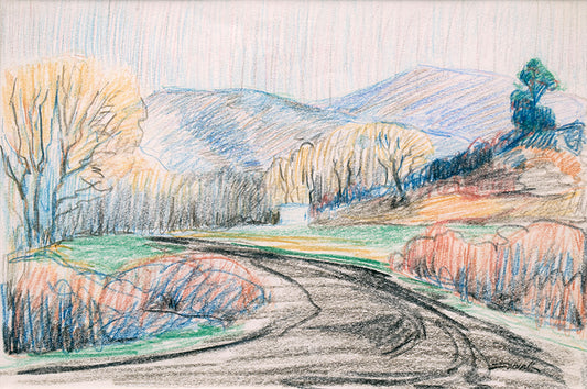 Untitled (Fall Landscape), Colored Pencil Drawing