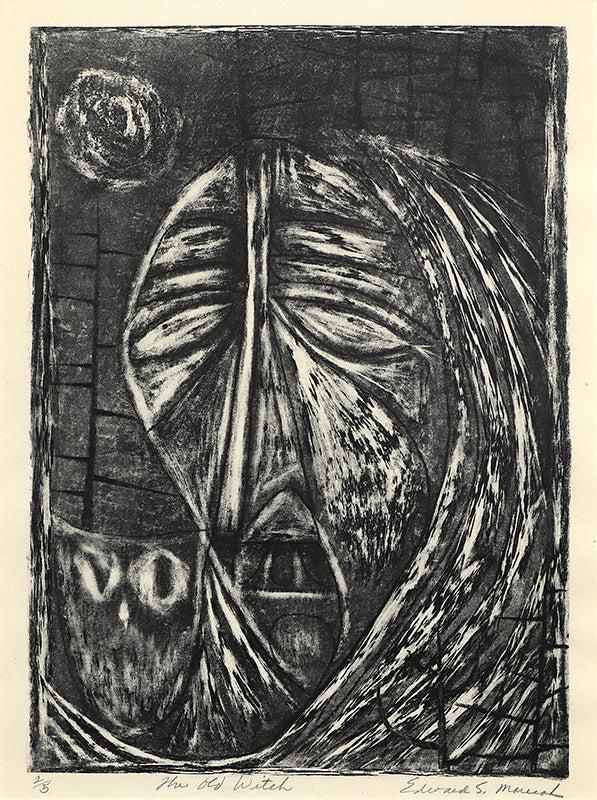 Edward Marecak (1919-1993) artwork for sale. The Old Witch (Ed's Last Litho) (2/5), Lithograph Print, 1948