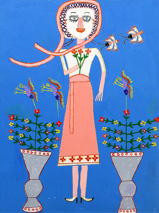 Pinky (Girl and Hummingbirds, San Luis Potosi, Mexico), Oil Painting, 1953-1965