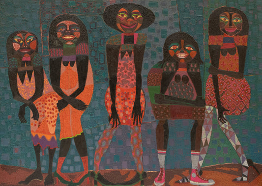 Untitled (Five Women), Oil Painting, circa 1960-1980