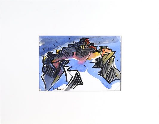 Walpi #3 (Hopi Village on First Mesa, Arizona), Mixed Media Painting, 2001