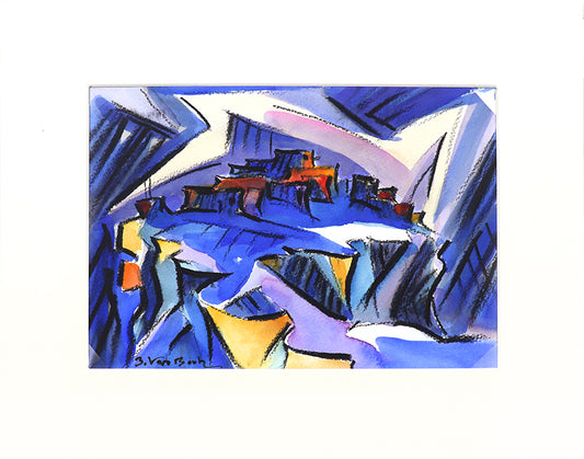 Walpi #6 (Hopi Village on First Mesa, Arizona), Mixed Media Painting, 2002