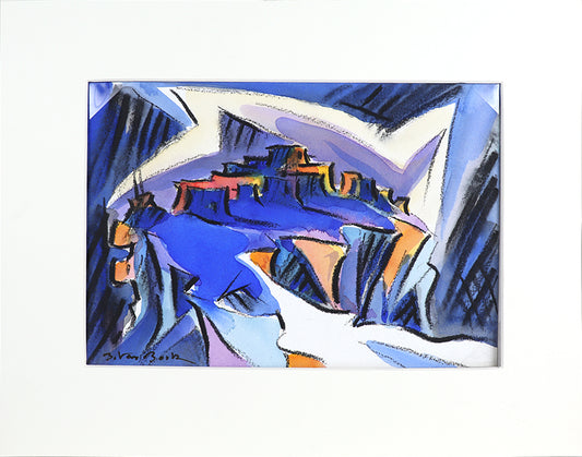 Walpi #8 (Hopi Village on First Mesa, Arizona), Mixed Media Painting, 2002