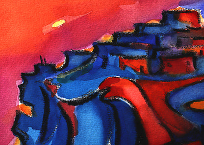 Walpi #9 (Hopi Village on First Mesa, Arizona), Mixed Media Painting, circa 1996