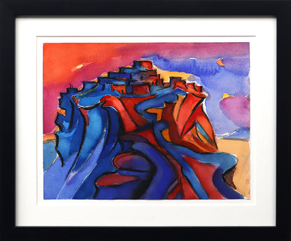 Walpi #9 (Hopi Village on First Mesa, Arizona), Mixed Media Painting, circa 1996