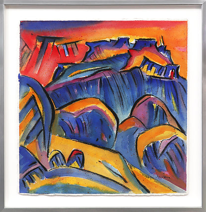 Second Mesa (Hopi Pueblo, Arizona), Mixed Media Painting, circa 1989