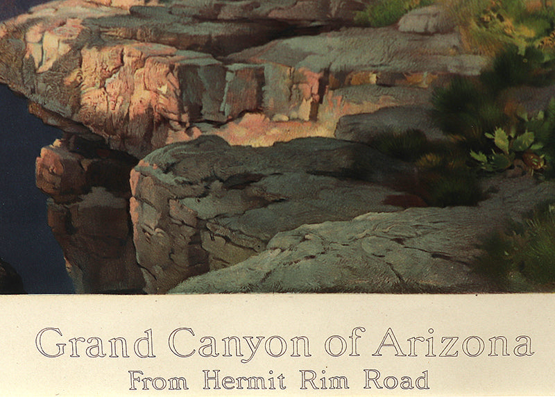 Grand Canyon of Arizona from Hermit Rim, Chromolithograph Print, 1912