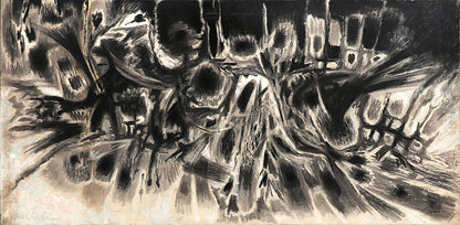 Untitled (Black and White Abstract), Oil Painting, circa 1975