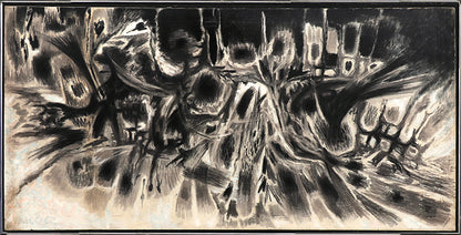 Untitled (Black and White Abstract), Oil Painting, circa 1975