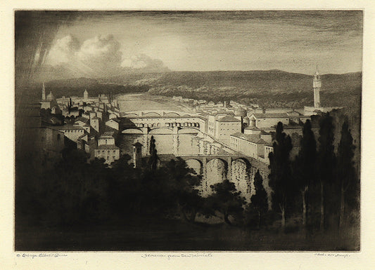 Florence From San Miniato (Italy), Aquatint Etching Print, circa 1905