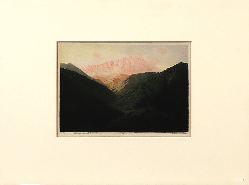 Pikes Peak From Manitou, Colorado, Aquatint Etching Print, circa 1920