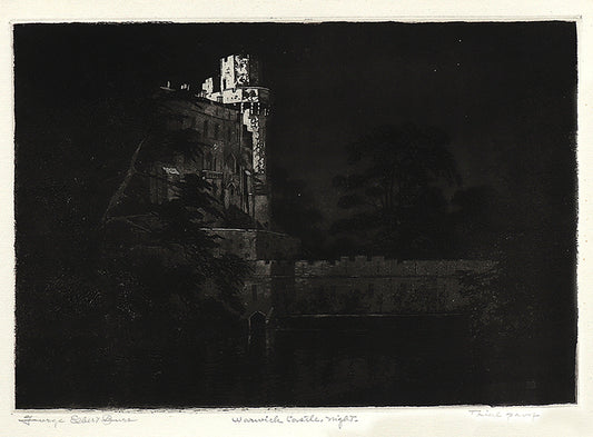 Warwick Castle, Night (England), Etching Print, circa 1905