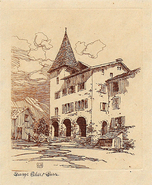 A Swiss Farmhouse (Switzerland), Etching Print, circa 1905