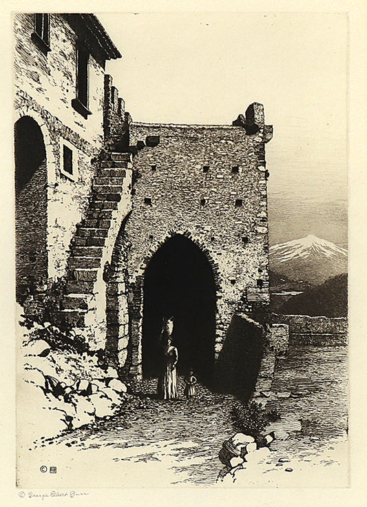 Catania Gate, Taormina, Italy, Etching Print, circa 1905