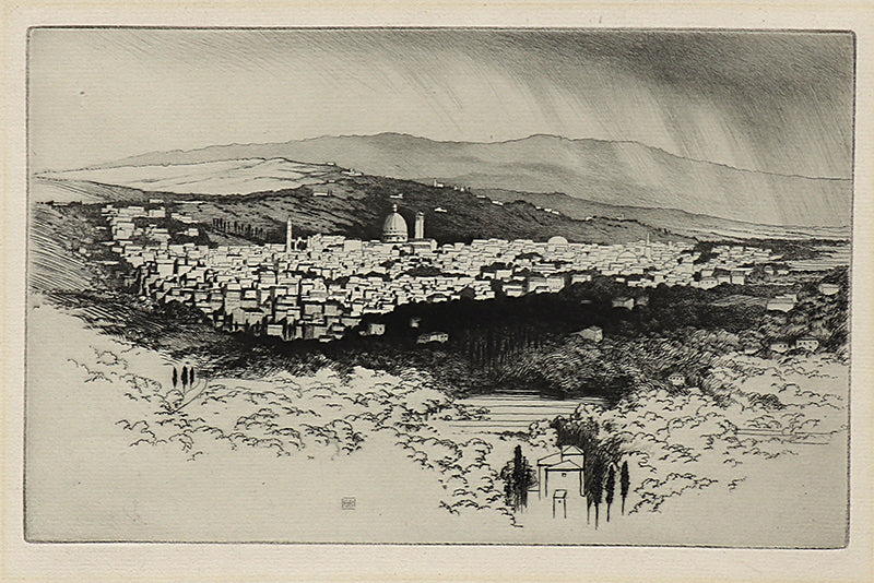 Florence from Fiesole (Italy), Etching Print, circa 1905