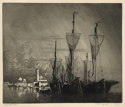 Venice After Storm (Italy), Etching Print, circa 1905