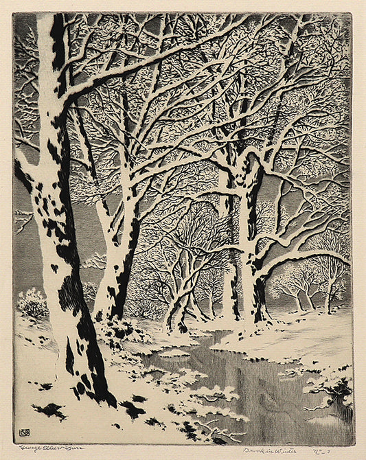 Brook in Winter, No. 3, Etching Print, circa 1920