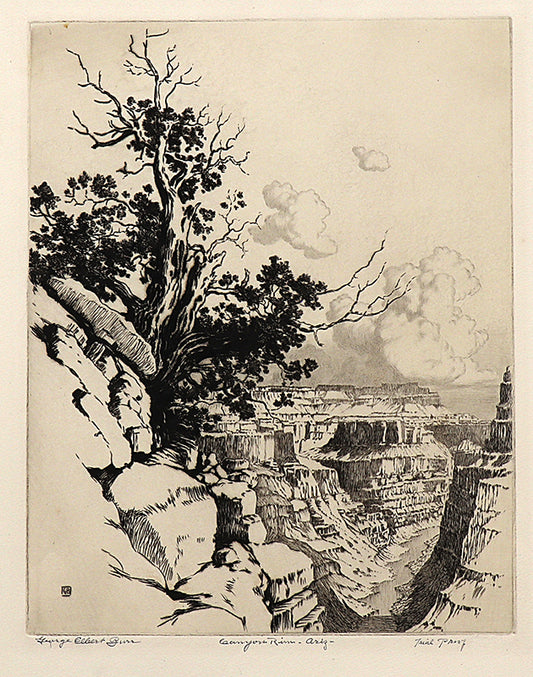 Canyon Rim, Arizona, Etching Print, circa 1925