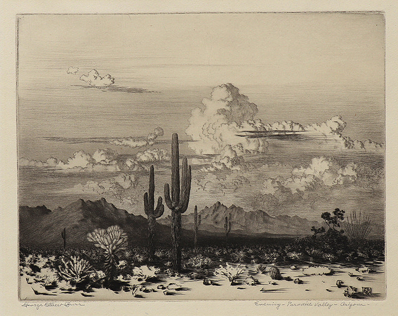 Evening, Paradise Valley, Arizona, Etching Print, circa 1925