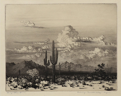 Evening, Paradise Valley, Arizona, Etching Print, circa 1925