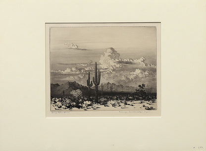 Evening, Paradise Valley, Arizona, Etching Print, circa 1925