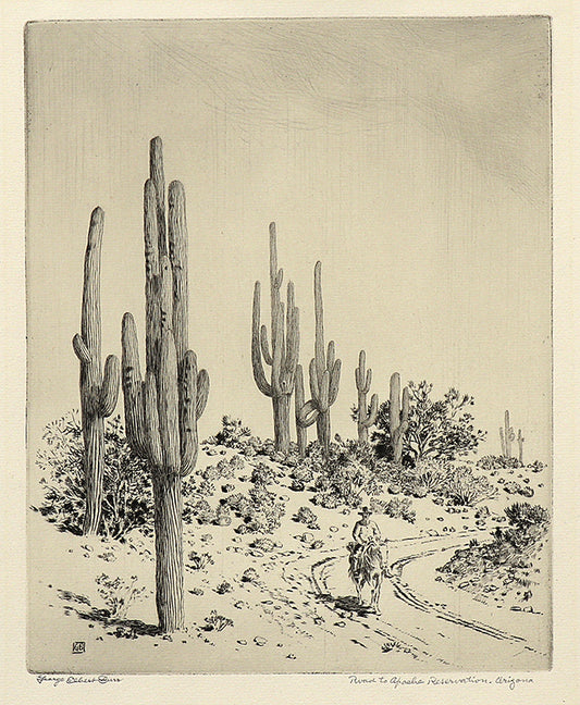 Road to Apache Reservation, Arizona, Etching Print, circa 1925