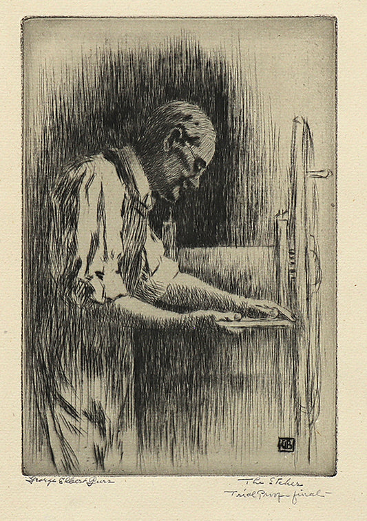 The Etcher (Self Portrait), Etching Print, circa 1920