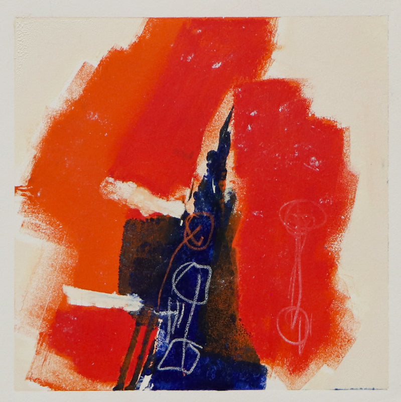 Wilma Fiori (1929-2019) artwork for sale. Untitled (Blue, Red, Orange Abstract), Monotype Print