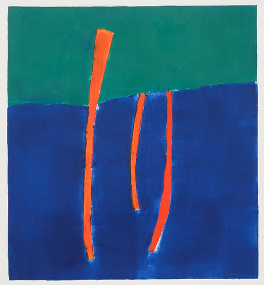 Untitled (Abstract Green and Blue with Orange), Monotype Print, circa 1990 - 2005