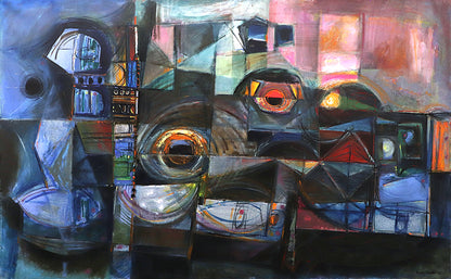 Lights at Night, Oil Painting, 1962