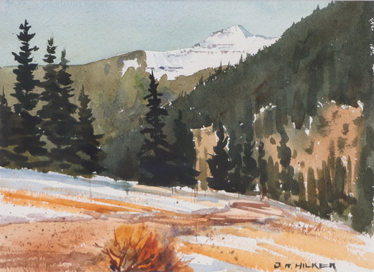 Untitled (Colorado Mountain Landscape with Snow), Watercolor Painting, circa 1960-1980