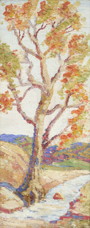 Cottonwoods by the Creek, Oil Painting, circa 1930