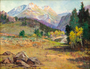 Colorado Landscape (Mountains in Autumn), Oil Painting, circa 1920s-1940s