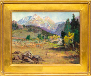 Colorado Landscape (Mountains in Autumn), Oil Painting, circa 1920s-1940s