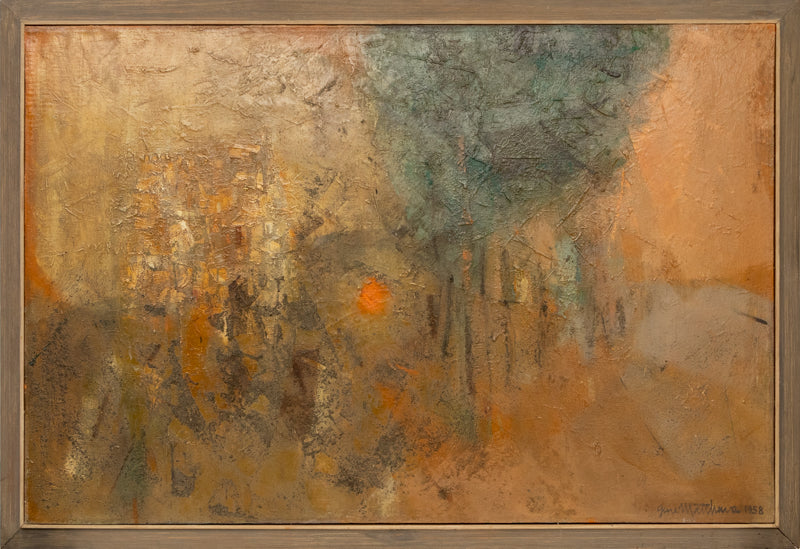 Collina-Città (Abstract of a Hill Town, Italy), Oil Painting, 1958