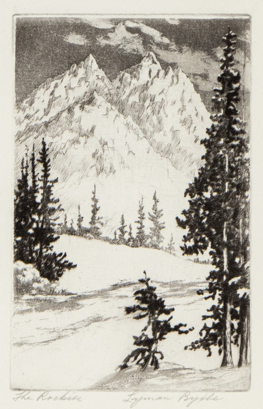 The Rockies (Snowy Mountain Landscape, Colorado), Etching Print