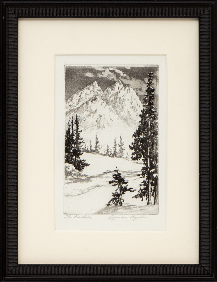 The Rockies (Snowy Mountain Landscape, Colorado), Etching Print