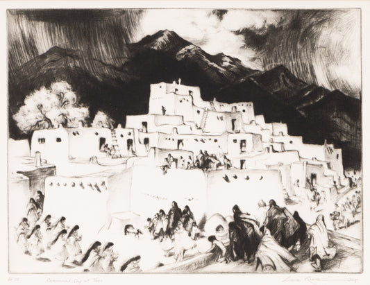 Ceremonial Day at Taos (New Mexico), Etching Print, 1953