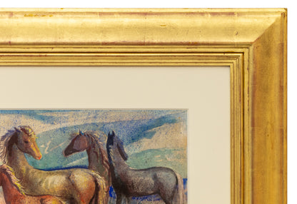 Untitled (Horses), Mixed Media Painting, circa 1930