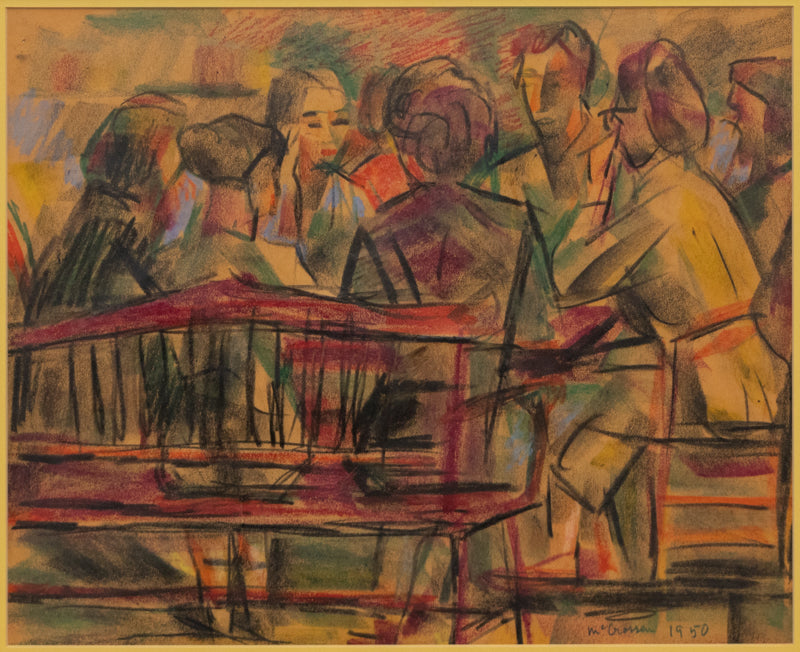 Preston McCrossen (1894-1981) artwork for sale. Untitled (The Conversation), Pastel Drawing, 1950