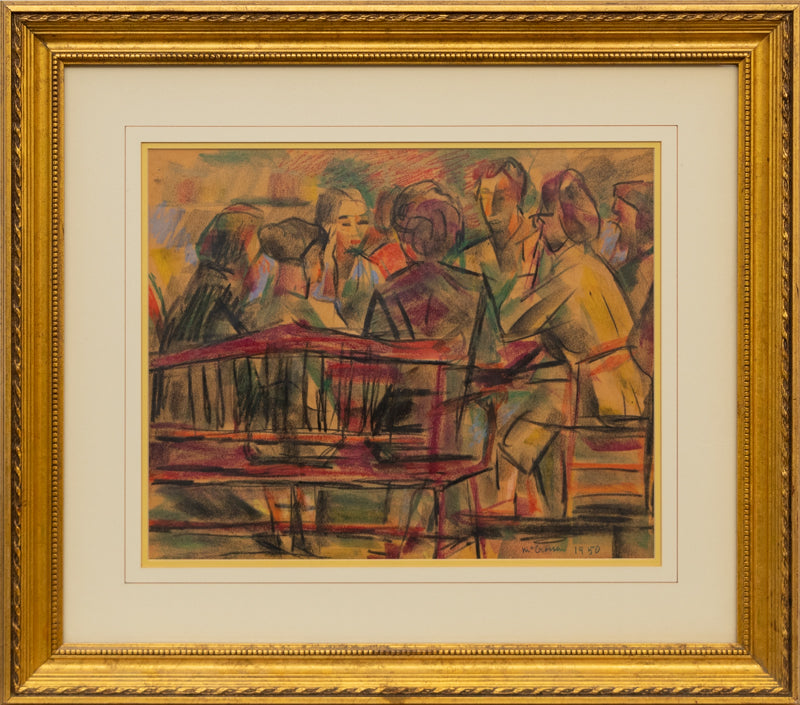 Untitled (The Conversation), Pastel Drawing, 1950