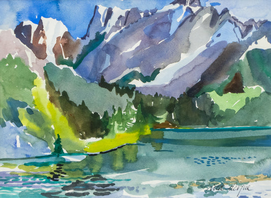 Lake Fucine, Julian Alps (Italy), Watercolor Painting, 2001