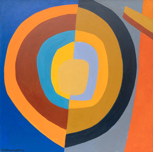 Untitled (Geometric Abstract with Circles), Oil Painting