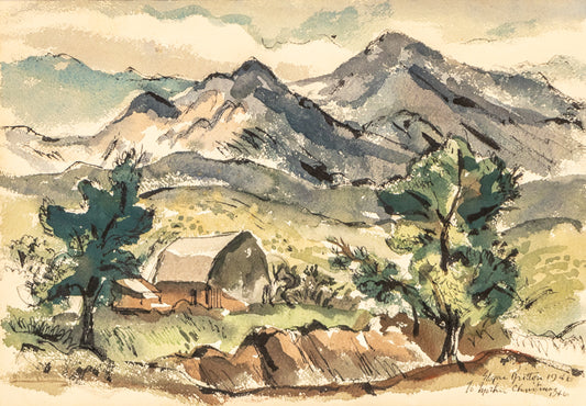 Edgar Britton (1901-1982) artwork for sale. Untitled (Colorado Mountain Landscape with Barn), Watercolor Painting, 1946